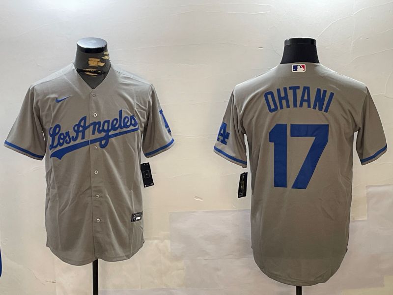Men Los Angeles Dodgers 17 Ohtani Grey Game 2024 Nike MLB Jersey style 1216